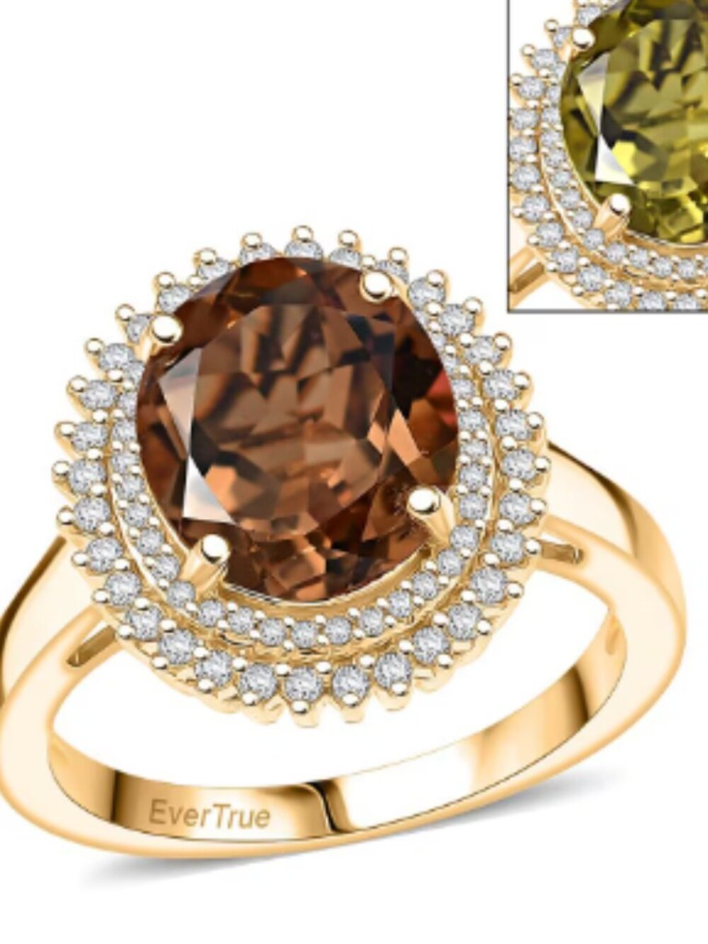 Autumn Alexite, White Zircon Ring in 18K YG Plated - Picture 2 of 4